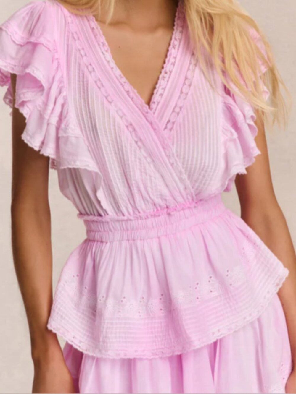 Love Shack Fancy LOVESHACKFANCY Tiered Ruffle Dress Pink Pastel Gwen P